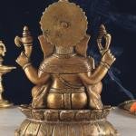 Brass Lotus Ganesha Statue | 12" x 10" x 7" | 7.5 kg | Dull Gold Finish | Sacred Lotus Throne | Temple Grade Art | Jaipurio